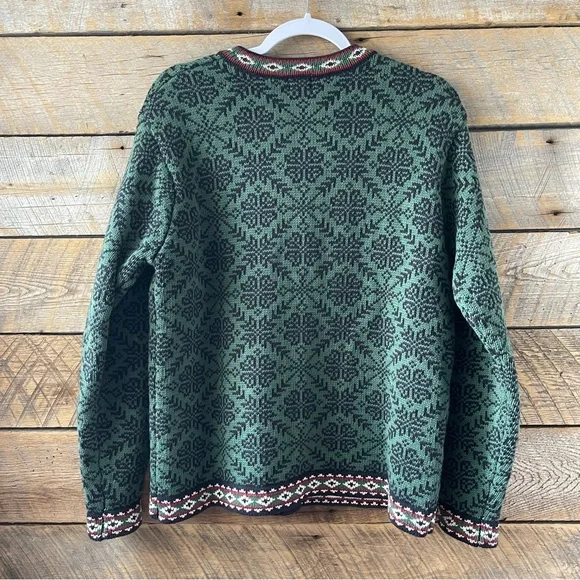 LL Bean Womens Vintage Fair Isle Cotton Nordic Cardigan Sweater Size Medium - Picture 4 of 14